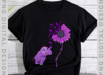 Chiari Malformation Awareness Purple Sunflower Elephant T-Shirt, Chiari Malformation Elephant Instant Download PH