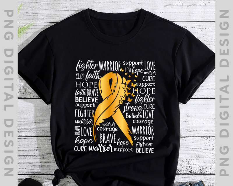Childhood Cancer Awareness PNG File For Shirt, In September We Wear Gold, Gold Ribbon Shirt Design, Instant Download HH
