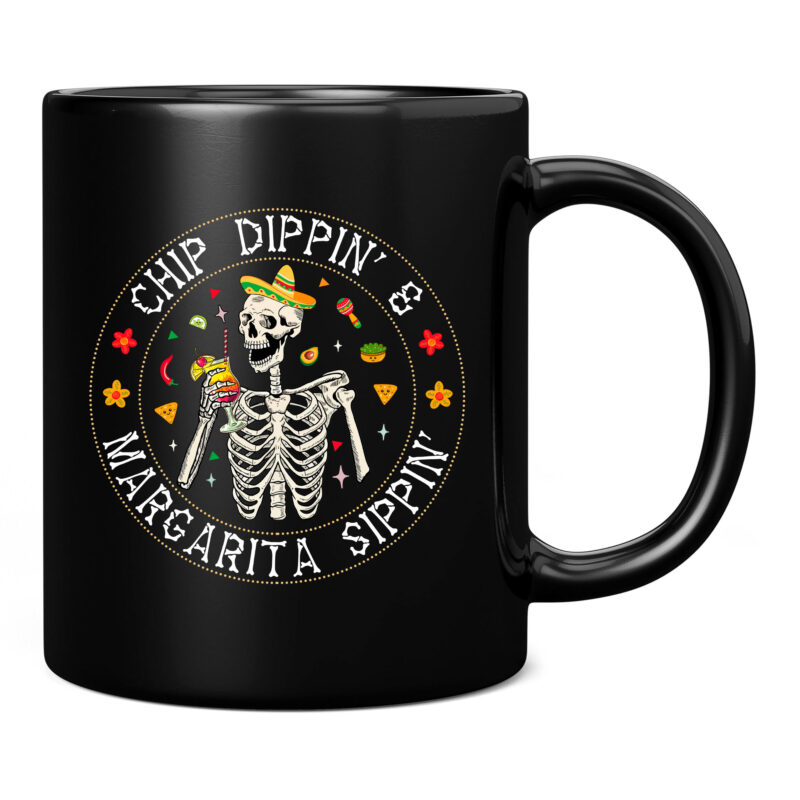 Chip Dippin Margarita Sippin Funny Skull Skeleton T-Shirt PC