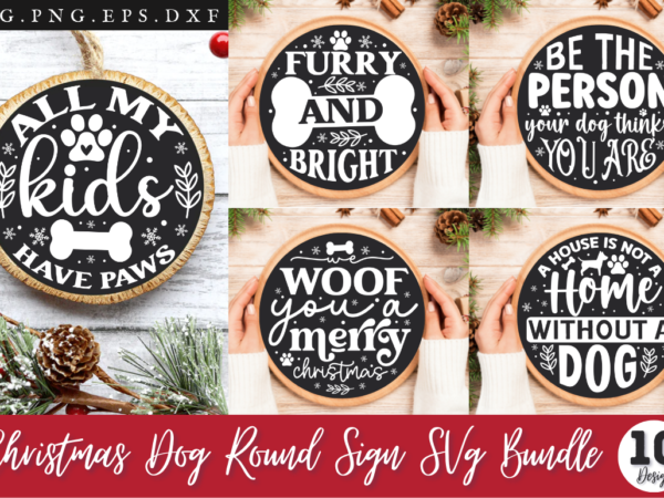 Christmas dog round sign svg bundle t shirt vector file