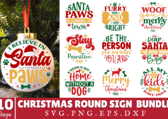 Christmas Dog Round Sign Svg Bundle