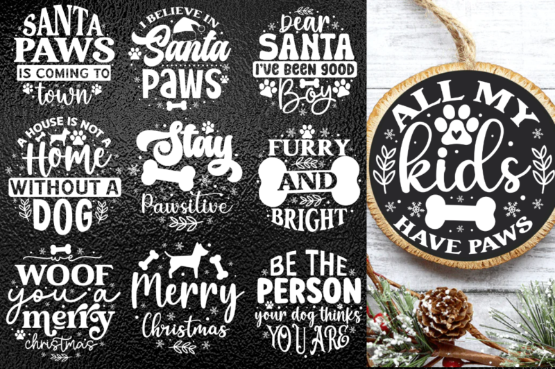 Christmas Dog Round Sign Svg Bundle