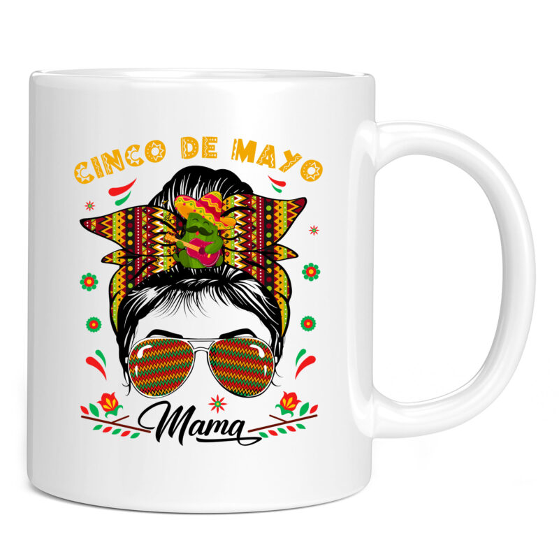Cinco De Mayo Mama Messy Bun Mexican Mother_s Day Mom Cute T-Shirt PC