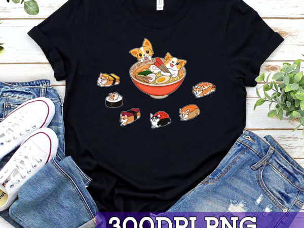 Corgi dog kawaii png file, ramen sushi design, dog lover gift, corgi lover, japenese png, dog mom gift, dog dad gift, instant download hc