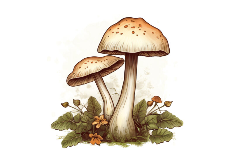 Cottagecore Retro Mushroom Clipart