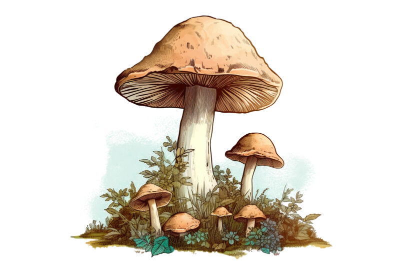 Cottagecore Retro Mushroom Clipart