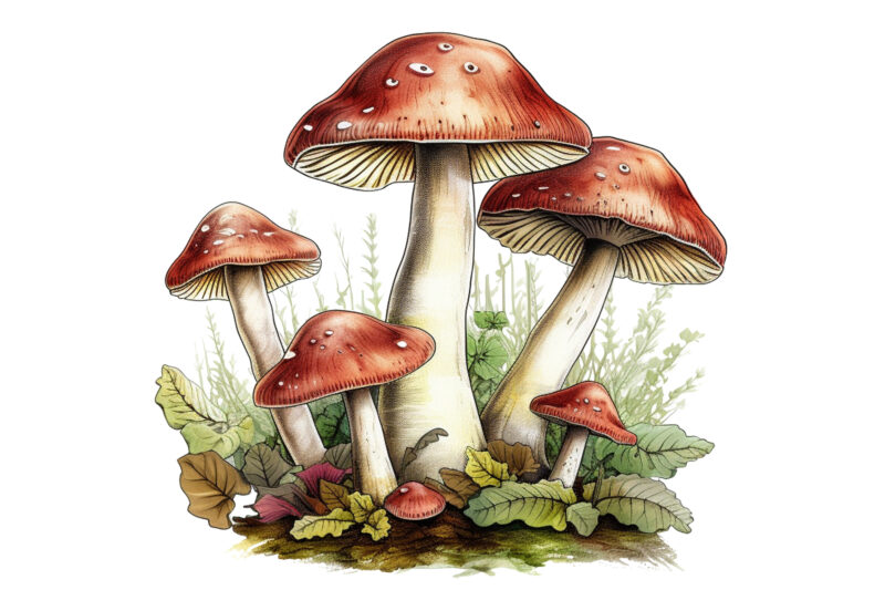 Cottagecore Retro Mushroom Clipart