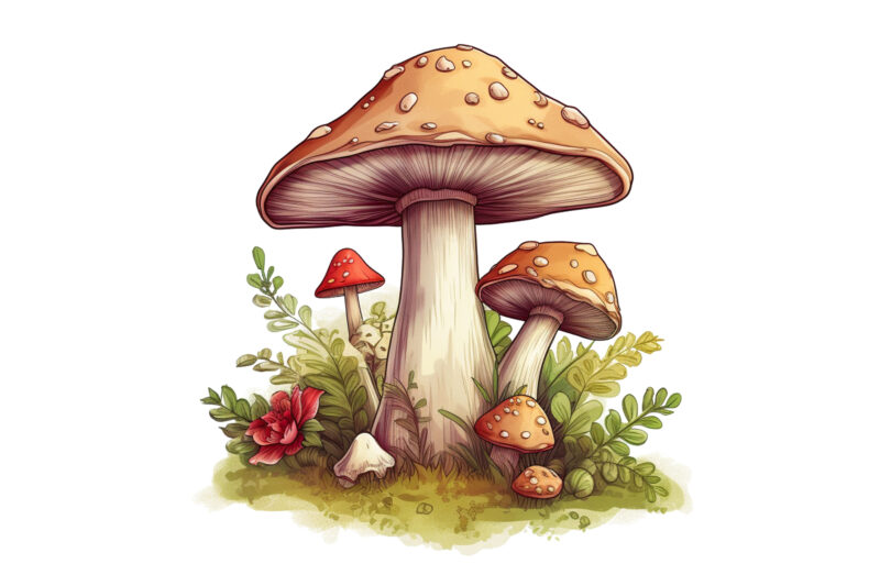 Cottagecore Retro Mushroom Clipart