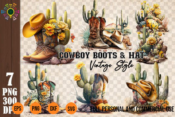 Cowboy boots clipart 6 vintage cowboy hat for sublimation t-shirt design