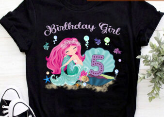 Customized Mermaid Birthday Girl PNG File For Shirt, Birthday Girl Gift, Gift For Daughter, Kid Gift, Mermaid Birthday Party Theme Design HC