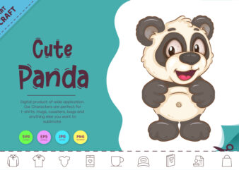 Cute Cartoon Panda. Clipart.