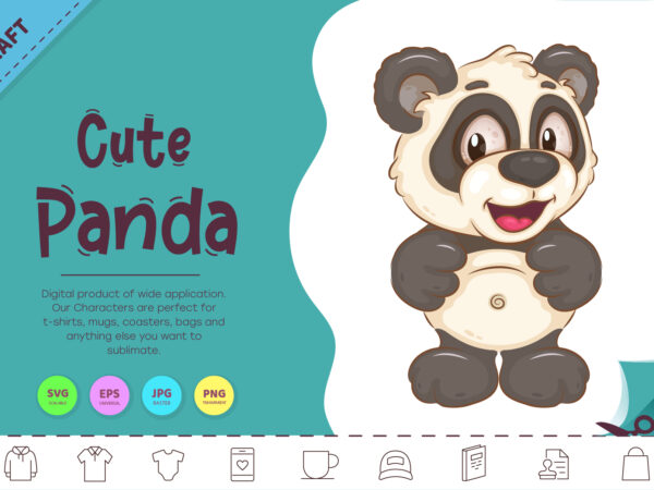 Cute cartoon panda. clipart. t shirt vector file
