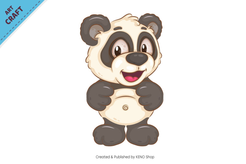 Cute Cartoon Panda. Clipart.