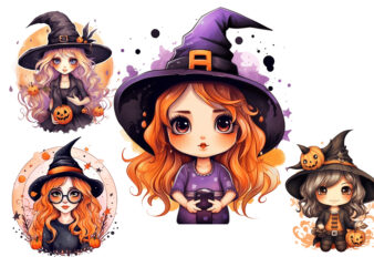 Cute Witch Halloween Sublimation Clipart