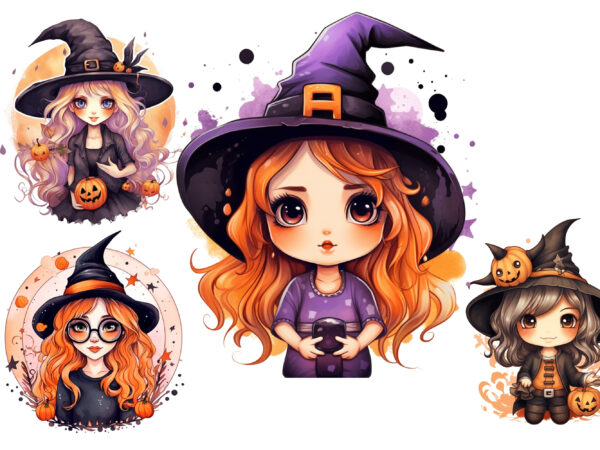 Cute witch halloween sublimation clipart t shirt vector file