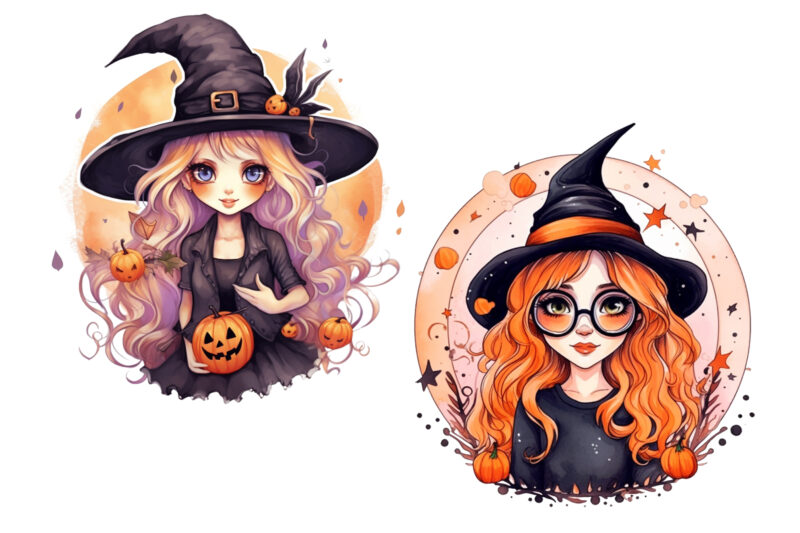 Cute Witch Halloween Sublimation Clipart