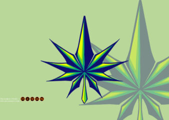 Dimensional shape marijuana leaf modern logo illustrations t shirt vector illustration