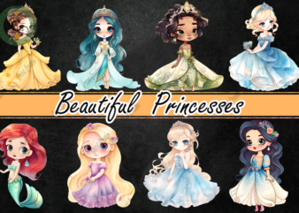 Beautiful Princess PNG Watercolor Sublimation