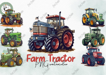 Farm Tractor PNG Watercolor Sublimation Design