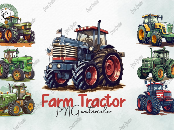 Farm tractor png watercolor sublimation design