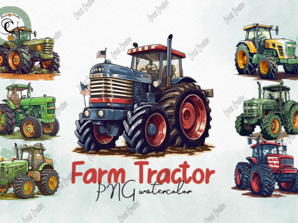 Farm tractor png watercolor sublimation design Farm tractor png watercolor sublimation design