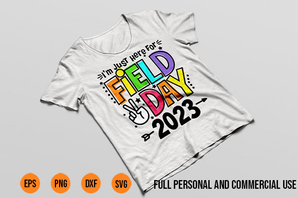 Field day clipart svg png just here for field day 2023 peace sign teacher students t-shirt design