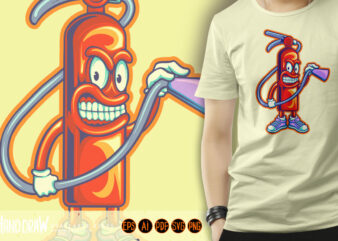 Fire extinguisher rescue cute cartoon logo illustration t shirt graphic design