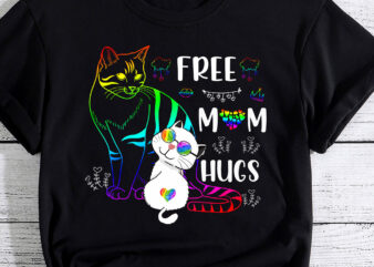 Free Mom Hugs LGBT Cat Gay Pride Rainbow PC t shirt graphic design
