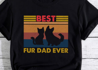 Funny Best Fur Dad Ever Vintage Retro Dog Cat Owner PC t shirt graphic design