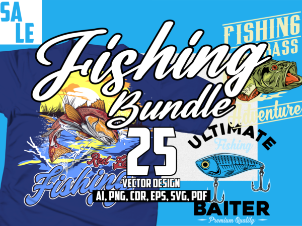 Fishing bundle t shirt graphic design