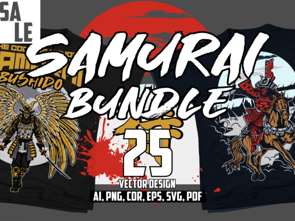 Samurai cartoon t shirt template vector