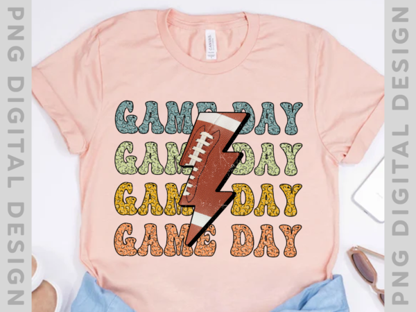 Gameday leopard lightning bolt football shirt, football shirt for women, fall football shirt th t shirt design template