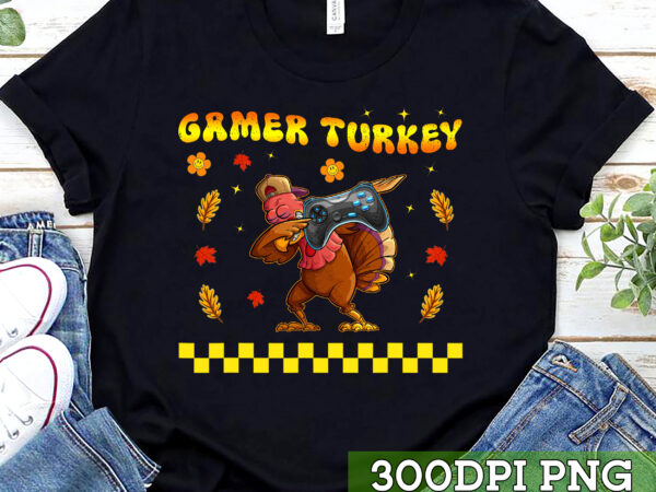 Gamer turkey video gamer gaming funny dabbing turkey retro nc 1 t shirt design template