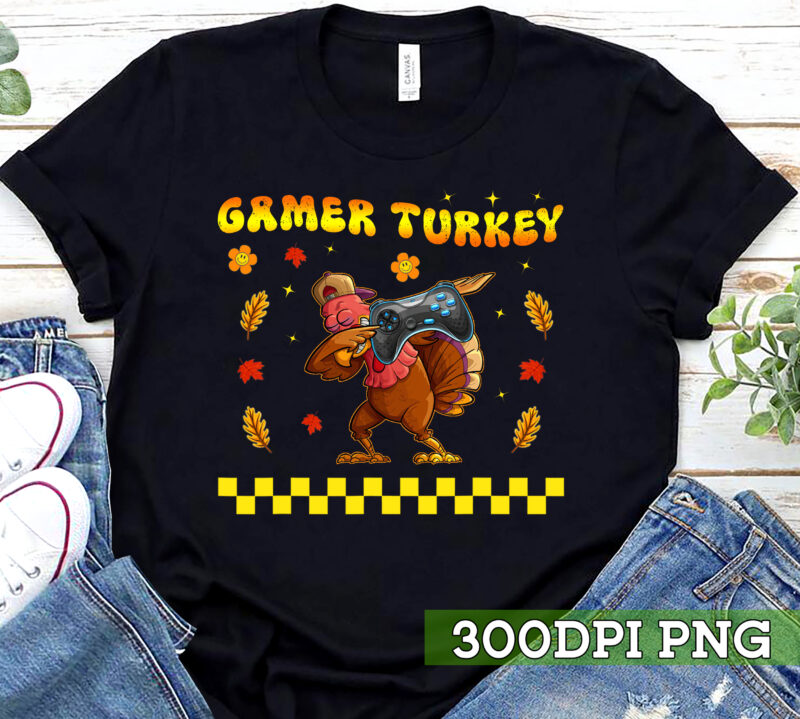 Gamer Turkey Video Gamer Gaming Funny Dabbing Turkey Retro NC 1