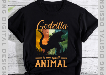 Godzilla Is My Spirit Animal Vintage T-shirt, Godzilla Shirt, Godzilla Lover Shirt, Godzilla PNG file PH