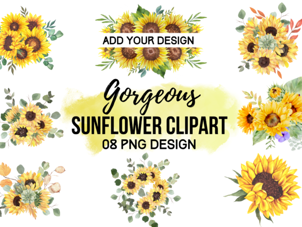 Gorgeous sunflower png bundle t shirt design template