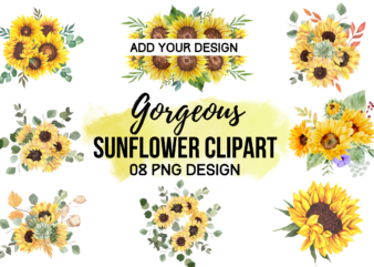 Gorgeous Sunflower Png Bundle t shirt design template