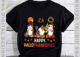 Guinea pig Halloween Christmas Happy Hallothanksmas Thanksgiving T-Shirt TH