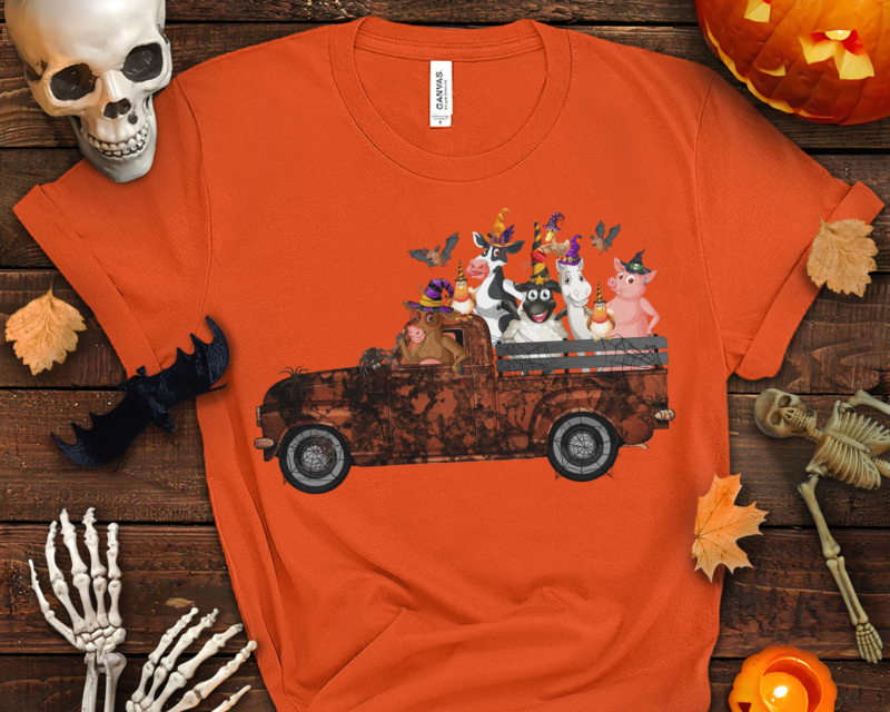 Halloween Farm Animal PNG Design, Farming PNG File, Halloween Gift, Treat Or Treat Design, Farmer Gift, Spooky Season Shirt Design HH