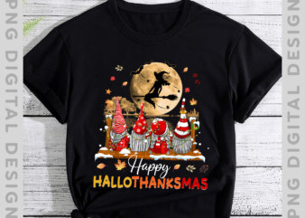 Halloween Gnomes Happy HalloThanksMas Thanksgiving Christmas T-Shirt PNG Digital PH