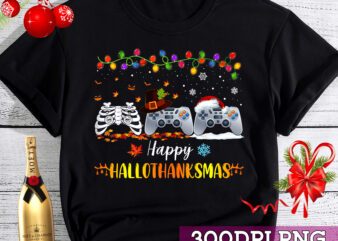 Happy Hallothankmas Video Game Halloween Funny T-Shirt, Gamer Halloween, Video Game Lover TC