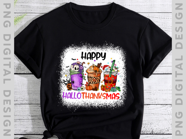 Happy hallothanksmas coffee latte halloween thanksgiving nh graphic t shirt