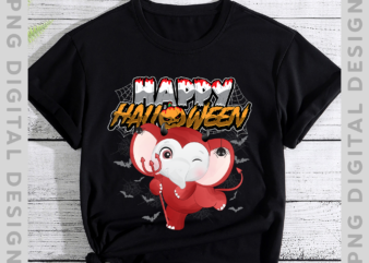 Happy Halloween Cute Little Elephant T-shirt, Elephant halloween, Funny Halloween, Elephant Lover TH