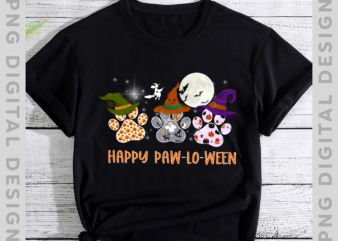 Happy Halloween Paw Prints Shirt, Funny Halloween Dog Cat Shirt, Dog Cat Lover Shirt, Halloween Costume Party Gift Shirt PNG File PH