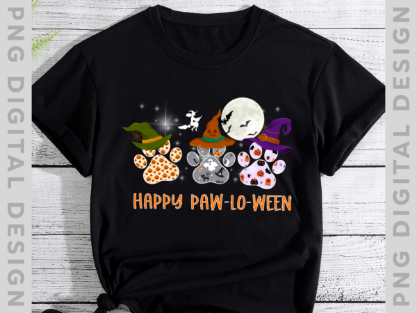 Happy halloween paw prints shirt, funny halloween dog cat shirt, dog cat lover shirt, halloween costume party gift shirt png file ph