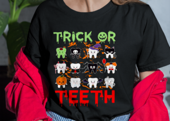 Happy Halloween Tooth Dentist Shirt, Funny Dentist Witch Dental Squad Shirt, Dentist Dental Hygienist Halloween Costume Gift, Trick or Teeth Funny Halloween PH