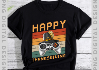 Happy Thanksgiving Video Game Controller Funny Gamer Vintage NH