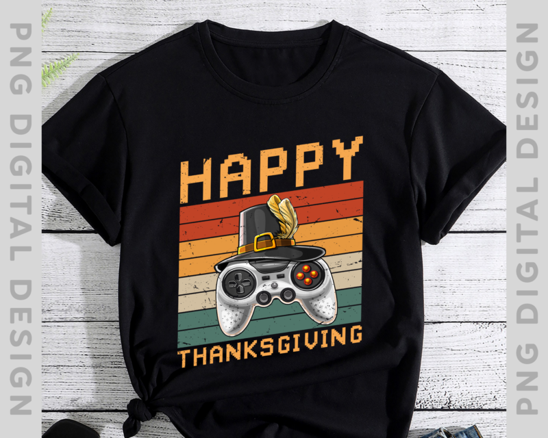 Happy Thanksgiving Video Game Controller Funny Gamer Vintage NH