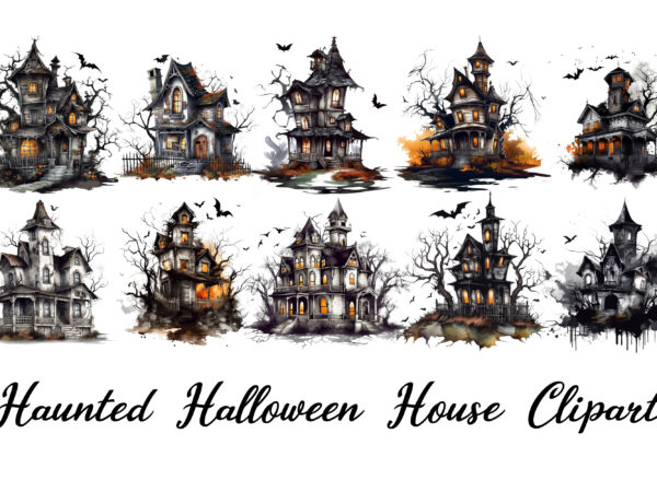 Haunted halloween house clipart graphic t shirt