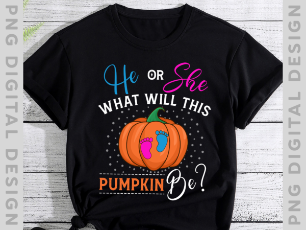 He or she gender reveal pregnancy halloween pumpkin october t-shirt, halloween pumpkin pnf file ph